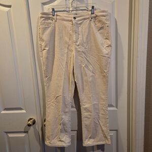 New No Tags Cream White Corduroy Pants Wide Straight Leg 18W 18 Wide Joan Rivers